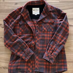 Mons Royale Red and Black Plaid Shirt Jacket